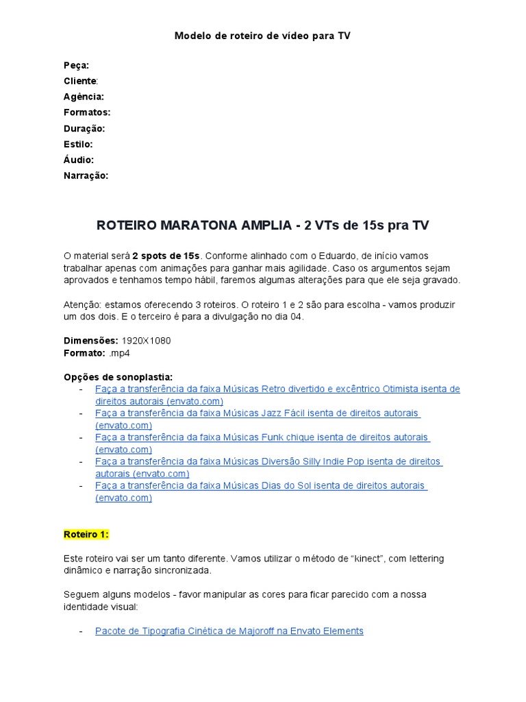 Roteiro de Vídeo para Maratona Amplia | PDF