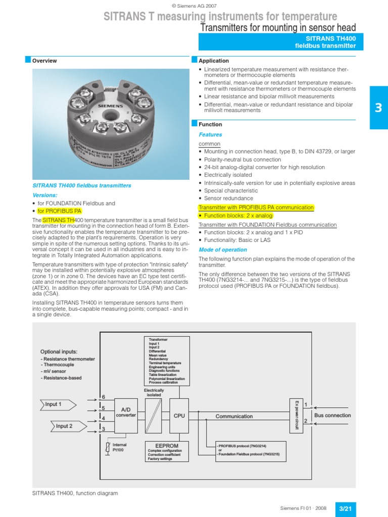 Manual Transmisor Temperatura - TH400 | PDF