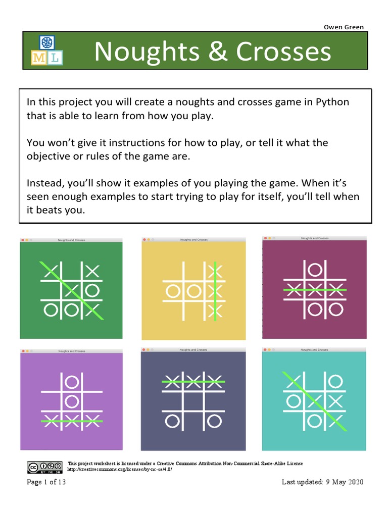 Worksheet Noughtsandcrosses Python | PDF