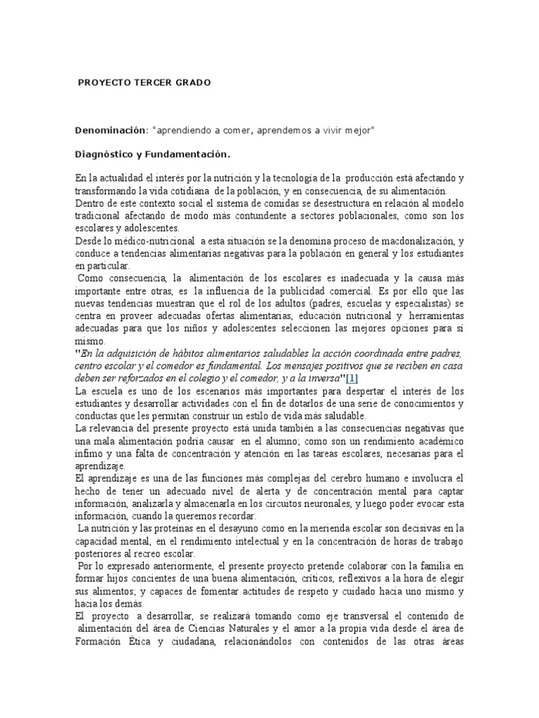 Proyecto Tercer Grado | PDF | Aprendizaje | Evaluación