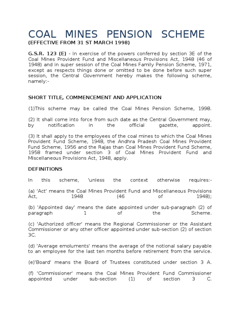 Coal Mines Pension Scheme Overview | PDF | Pension | Expense
