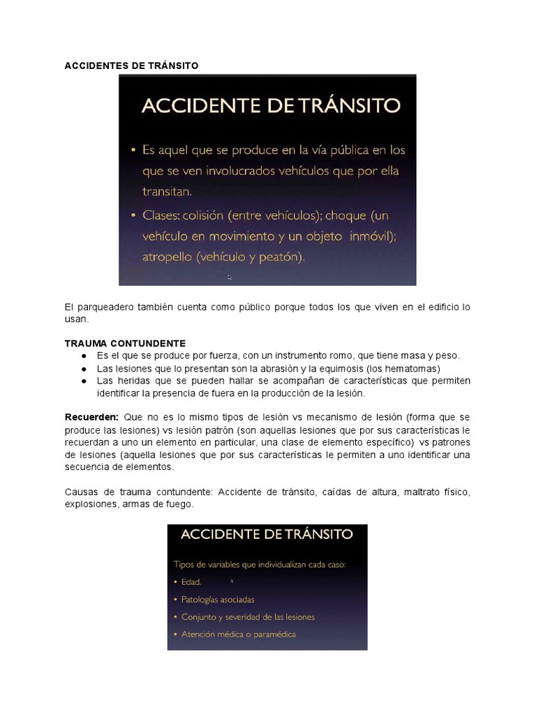 Politraumatismo en Accidentes de Tránsito | PDF | Lesión | Causas de la ...