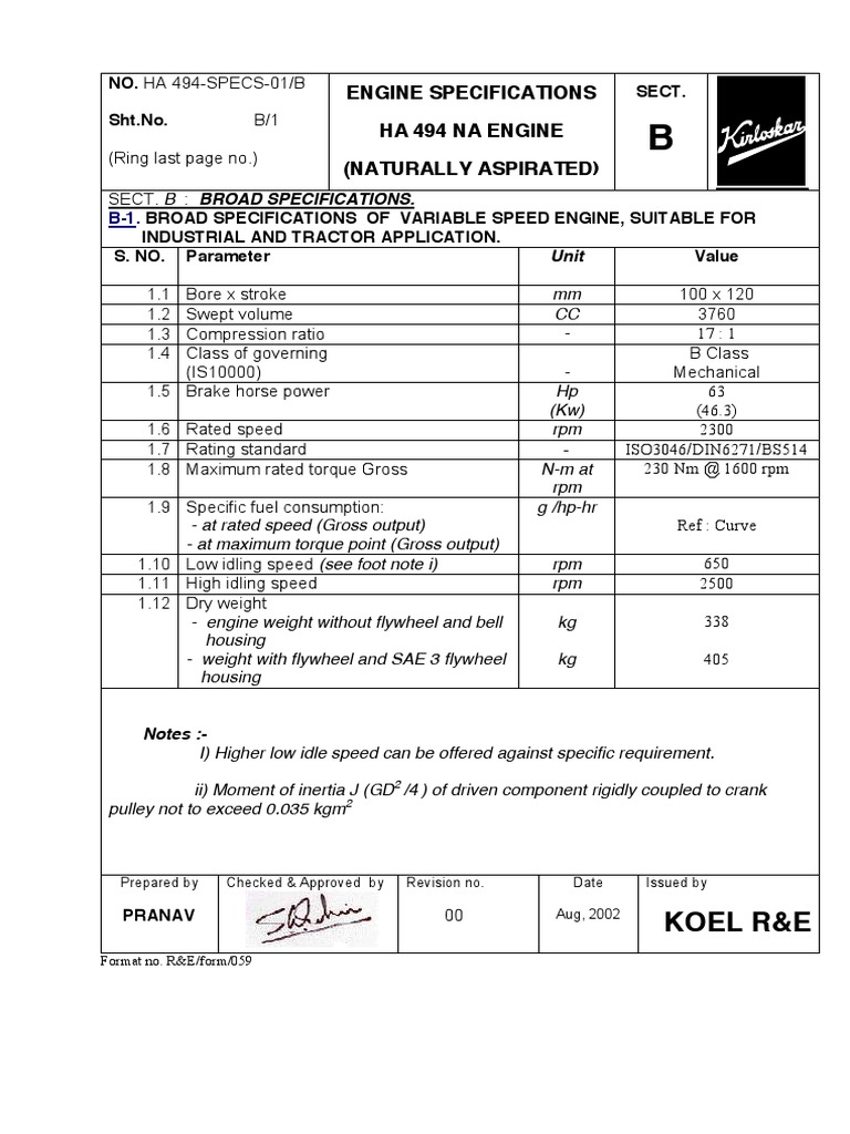 HA494 Motor 66hp PDF Horsepower Engines