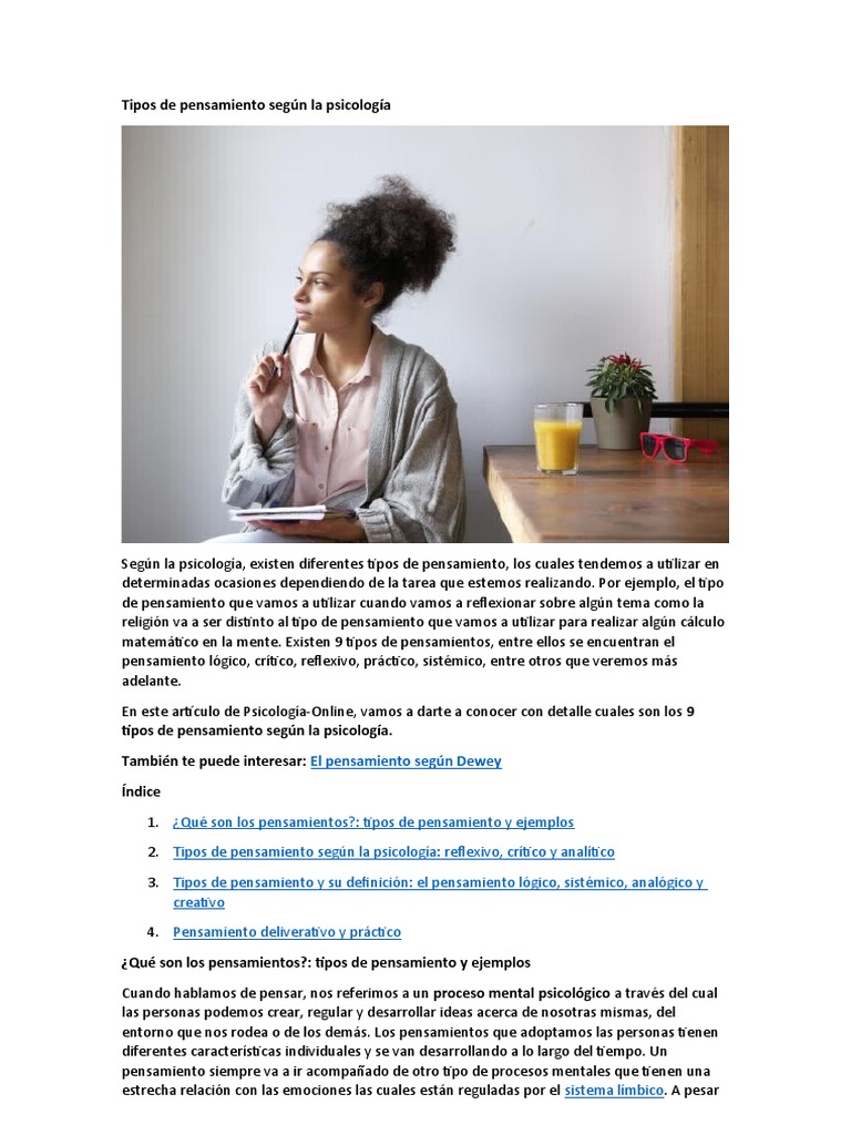 Nueve tipos de pensamiento en psicología | PDF | Crecimiento personal y ...