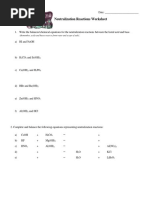 Neutralization Reactions Worksheet