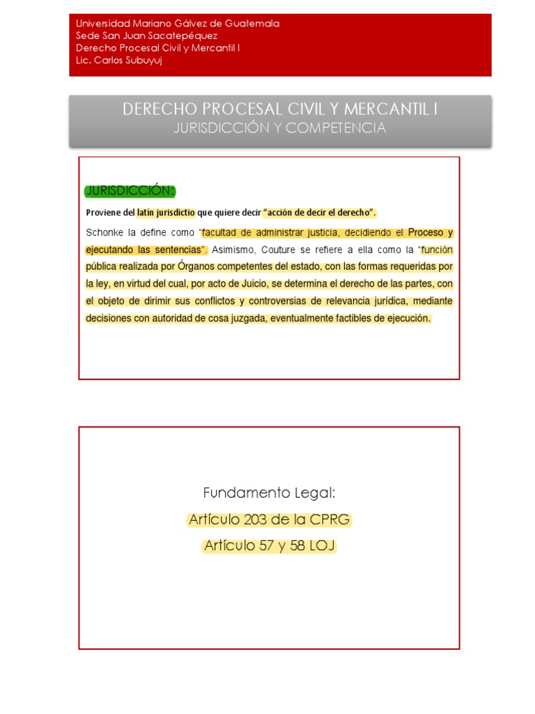 Clase 2 JURISDICCION Y COMPETENCIA | PDF | Jurisdicción | Ley procesal