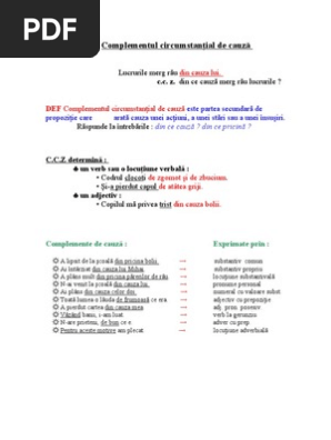 Complementul Circumstanţial De Cauză