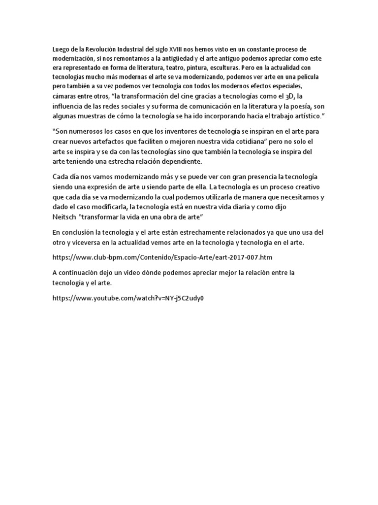 El Arte y La Tecnologia | PDF