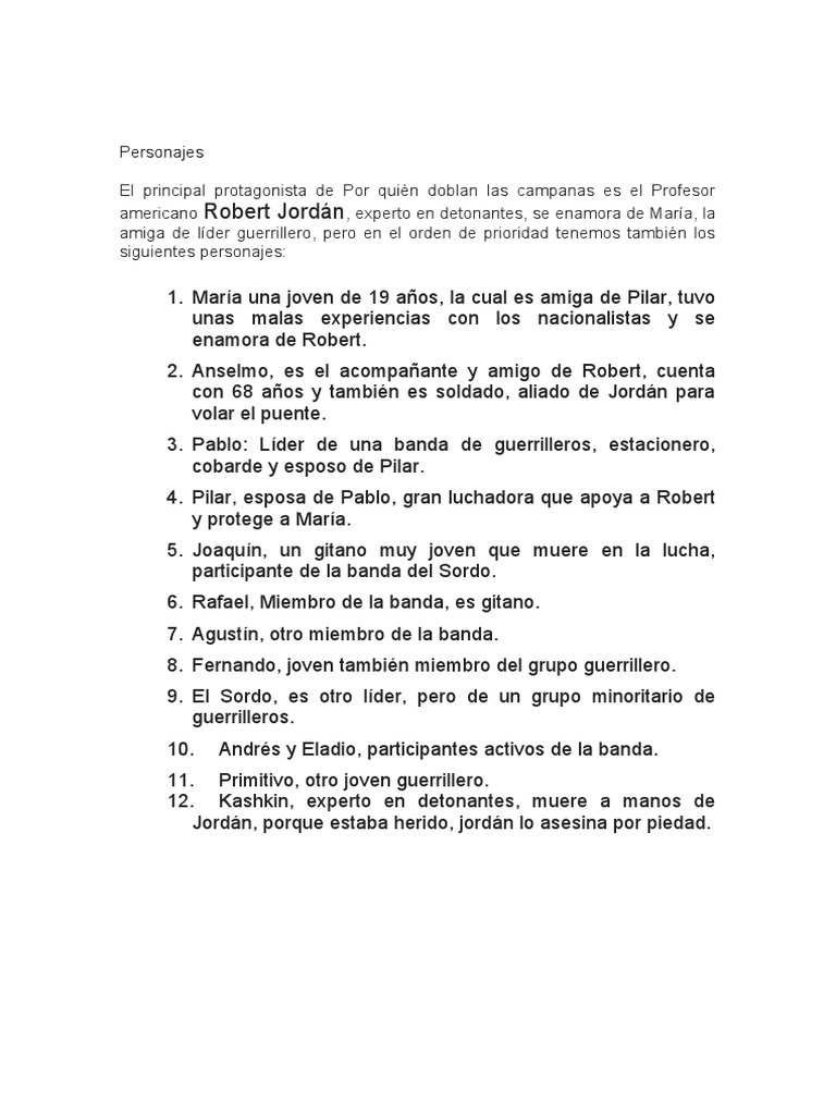 Resumen Libro, Por Quien Doblan Las Campanas | PDF | Violencia | Ley ...