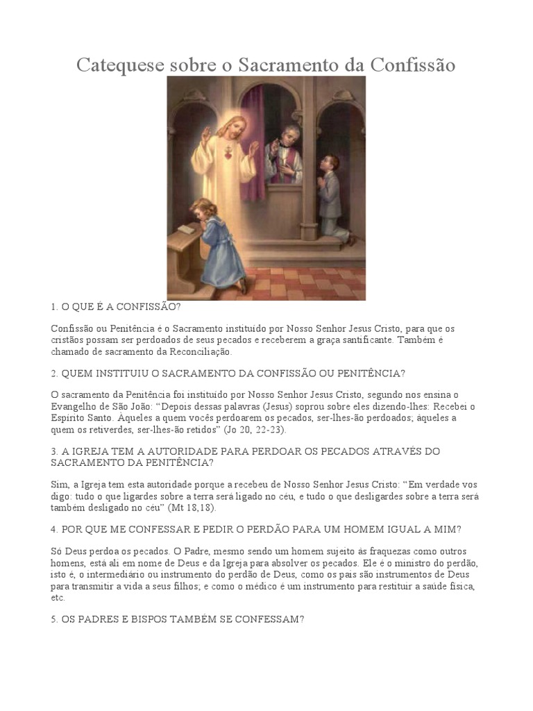 Catequese sobre o Sacramento da Confissão: seus aspectos, frutos e ...