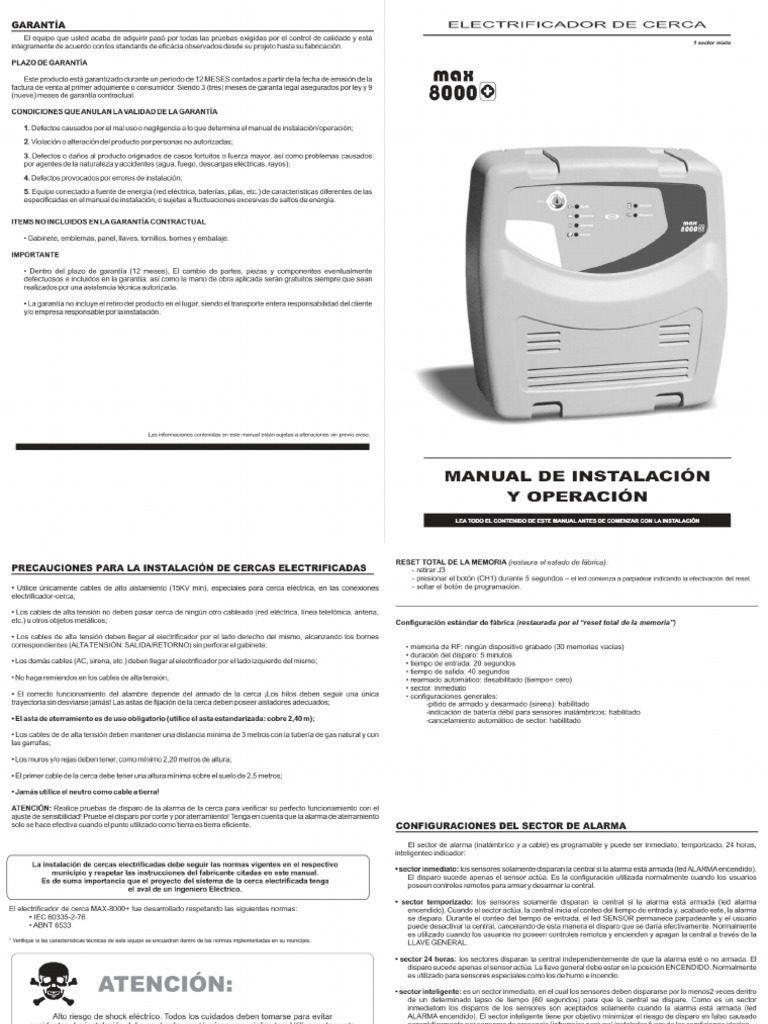 Manual MAX 8000 Espanhol Sem Manualzz PDF