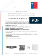 Gobierno de Chile Ministerio de Economía, Fomento y Turismo: Certificado de Estatuto Actualizado