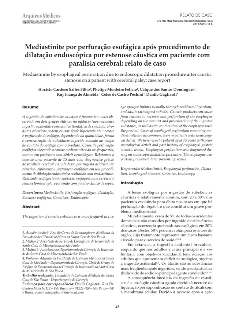 Root,+11 +mediastinite+por+perfuração+esofágica+após+procedimento+de+ | PDF