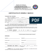 Certificate of Orderly Search