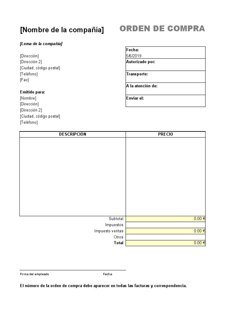 Formato de Orden de Compra Sencillo | PDF