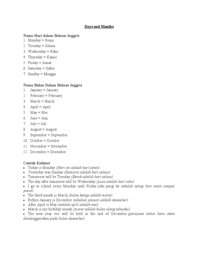 Soal latihan days and months kelas 7 download free pdf linguistics