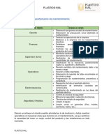 Descripción Del Departamento de Mantenimiento: Puesto en El Depto. Tareas A Cargo