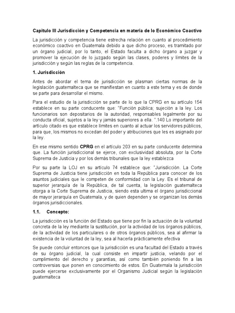 Jurisdicción y Competencia en Materia de Lo Económico Coactivo | PDF ...
