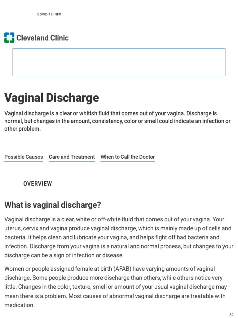 Vaginal Discharge - Causes, What is Normal & Treatment