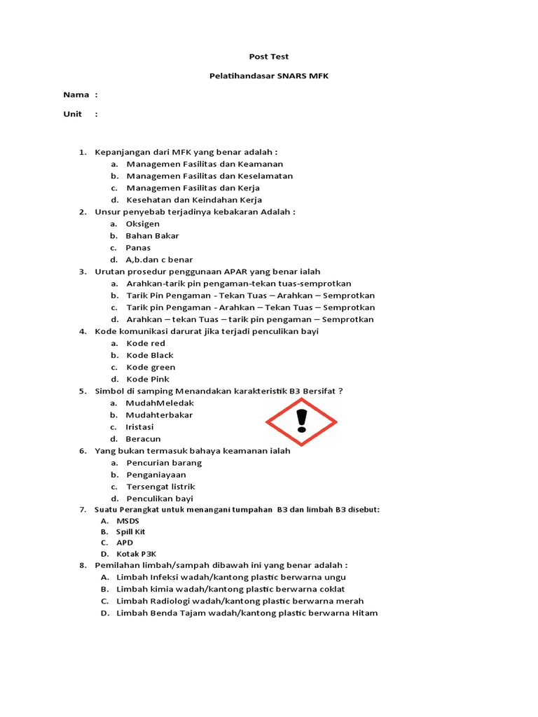 Post Test MFK | PDF
