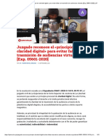 Juzgado Reconoce El Principio de Claridad Digital para Evitar Fallas en Trasmisión de Audiencias Virtuales (Exp. 05601-2020) - LP