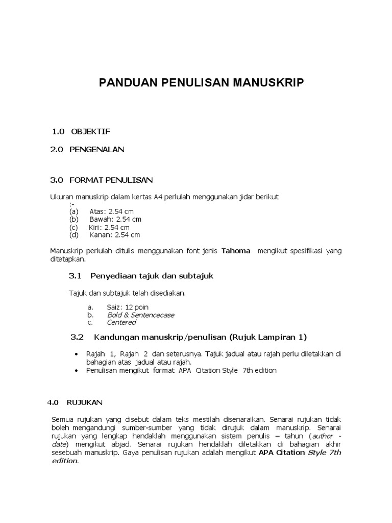Panduan Penulisan Manuskrip | PDF