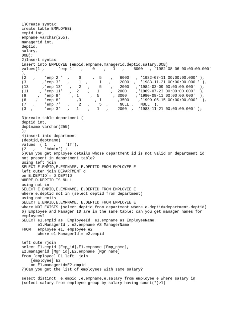 SQLnotes Interview | PDF | Data Management | Databases