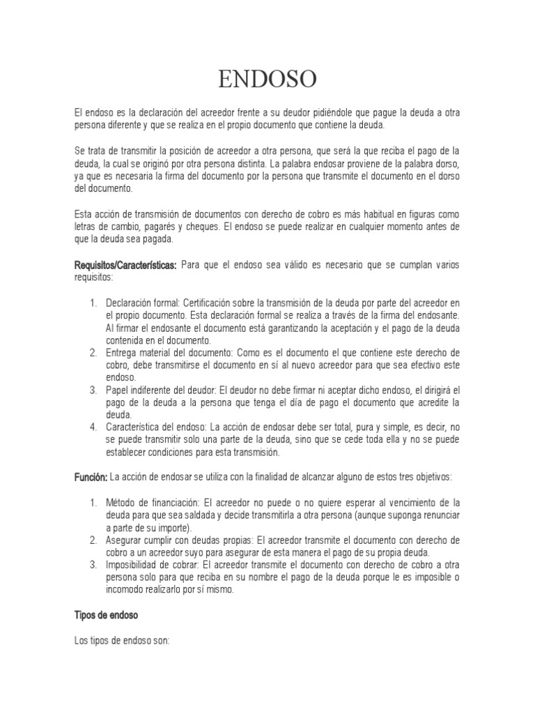 Endoso: Definición y Tipos | PDF