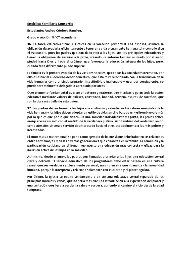 Encíclica Familiaris Consortio | PDF | Amor | Sociedad