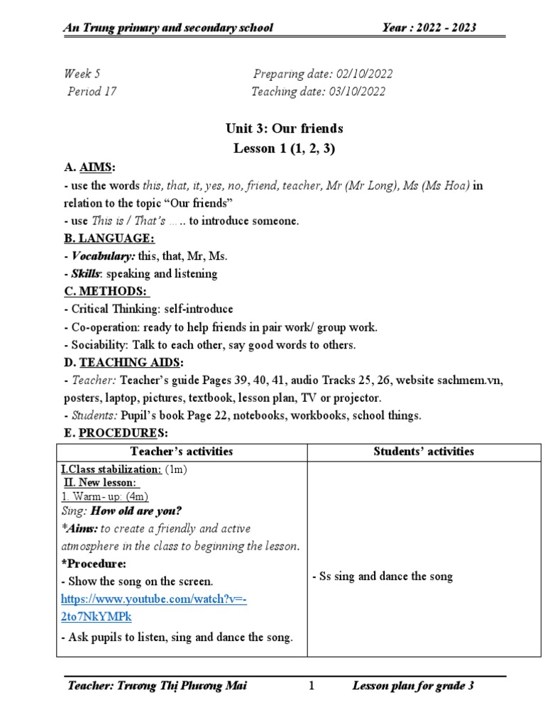 Week 5 | PDF | Teachers | Lesson Plan