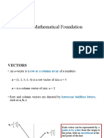 Basic Mathematical Foundation of Vectors and Matrices