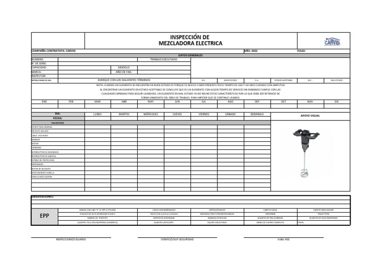 Check List Mezcladora Electrica | PDF