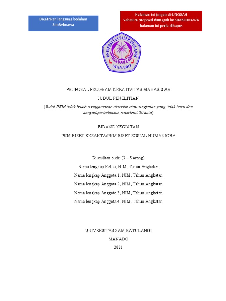 Proposal PKM Riset Mahasiswa 2025 | PDF