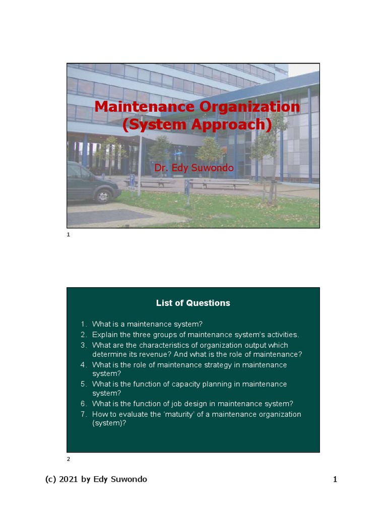 010 Maintenance System 2021 | PDF | Teknologi & Rekayasa