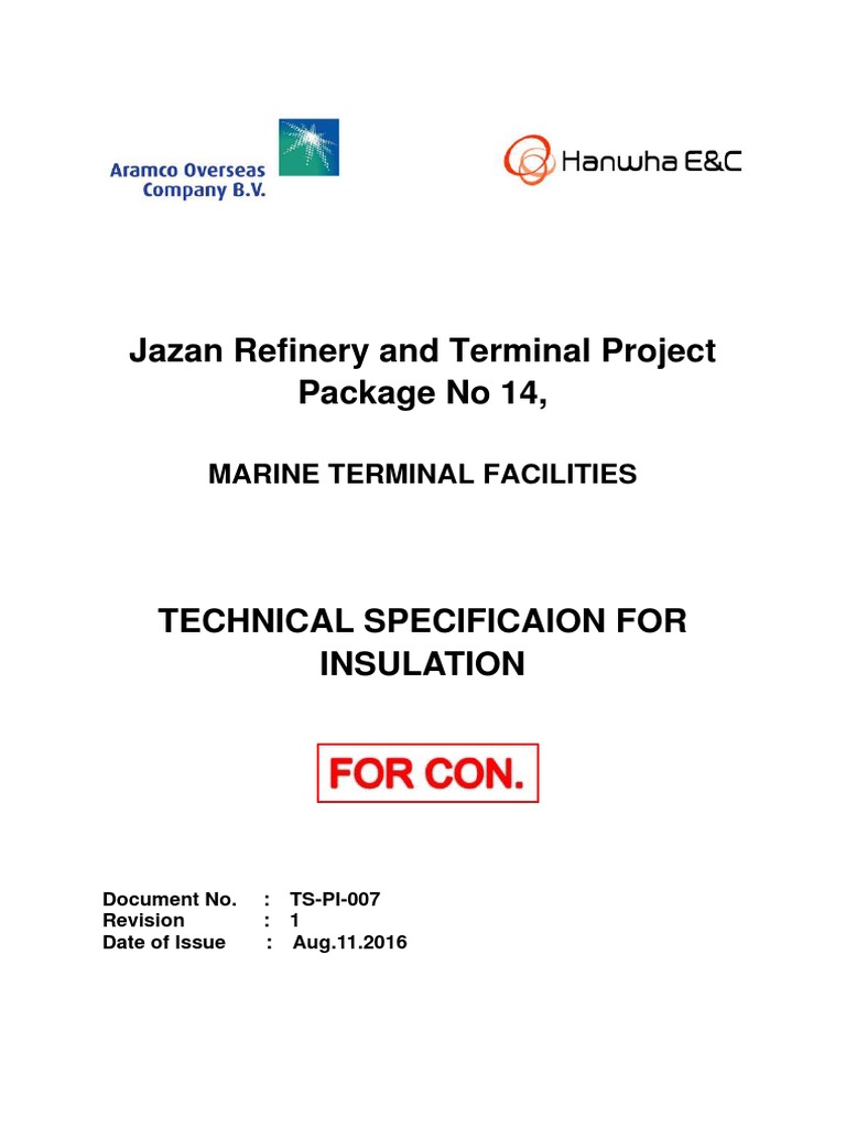 TS PI 007 Insulation 1 | PDF | Thermal Insulation | Pipe (Fluid Conveyance)