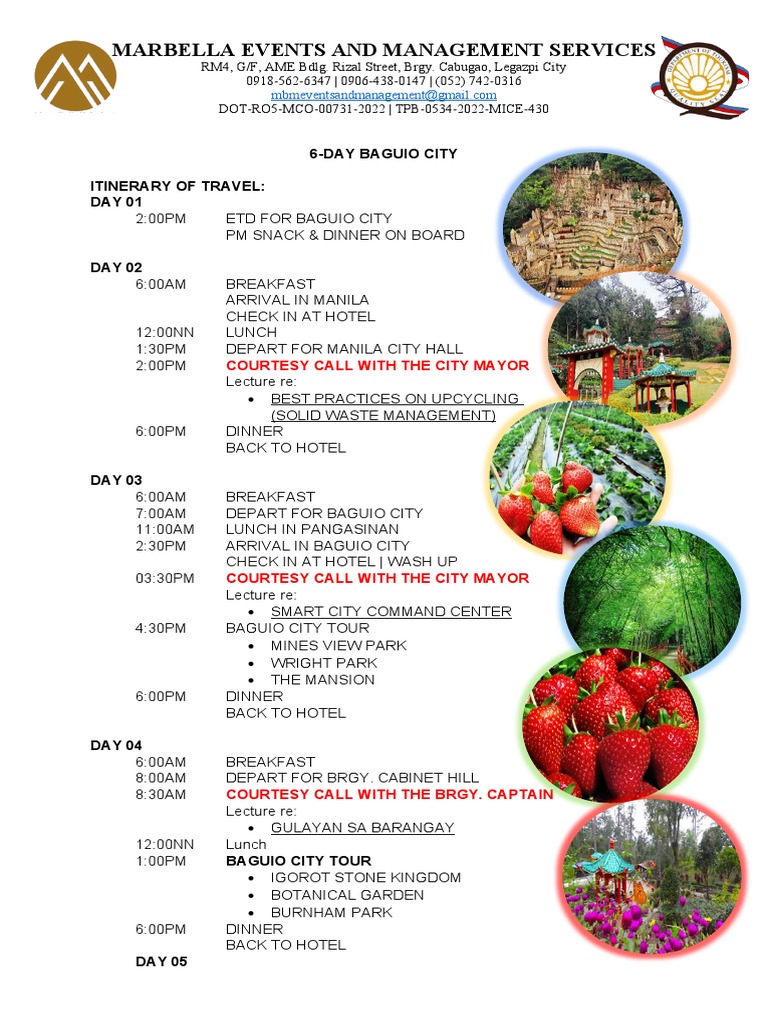 Baguio With Manila - 6 Days | PDF | Eating Behaviors | Food And Drink