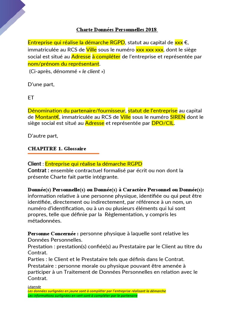 Charte RGPD pour Entreprises 2018 | PDF | Sécurité des systèmes d ...