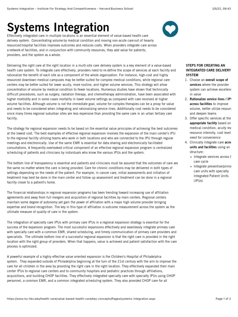 Systems Integration - Institute For Strategy and Competitiveness ...
