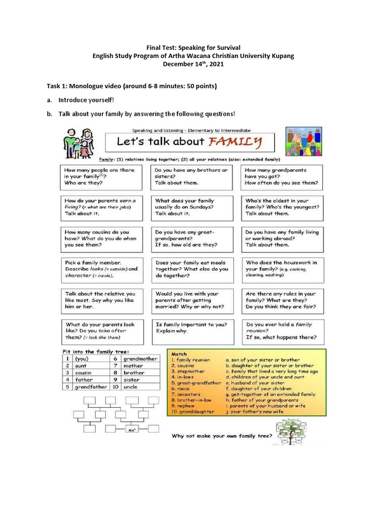 Speaking For Survival - Final Test Task 2021 | PDF | Foreign Language ...