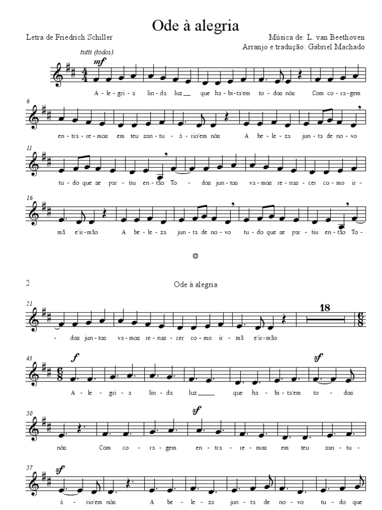Ode A Alegria Partitura Iniciantes PDF
