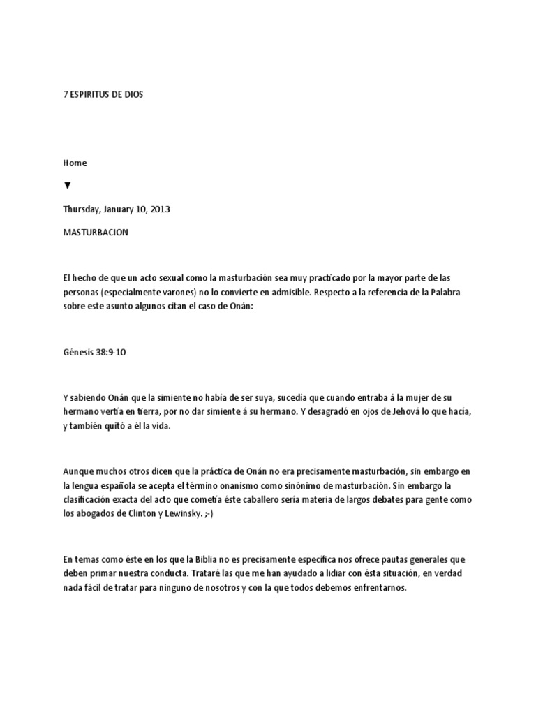 Principios Bíblicos sobre la Masturbación | PDF | Masturbación