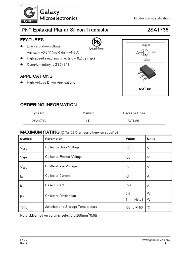 20Pcs 2SC4541 KD 2SA1736 LD SMT SOT-89 Paired Transistor IC Chip In