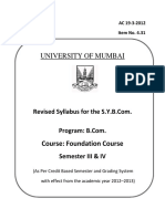 Revised Syllabus for S.Y.B.Com at Mumbai University