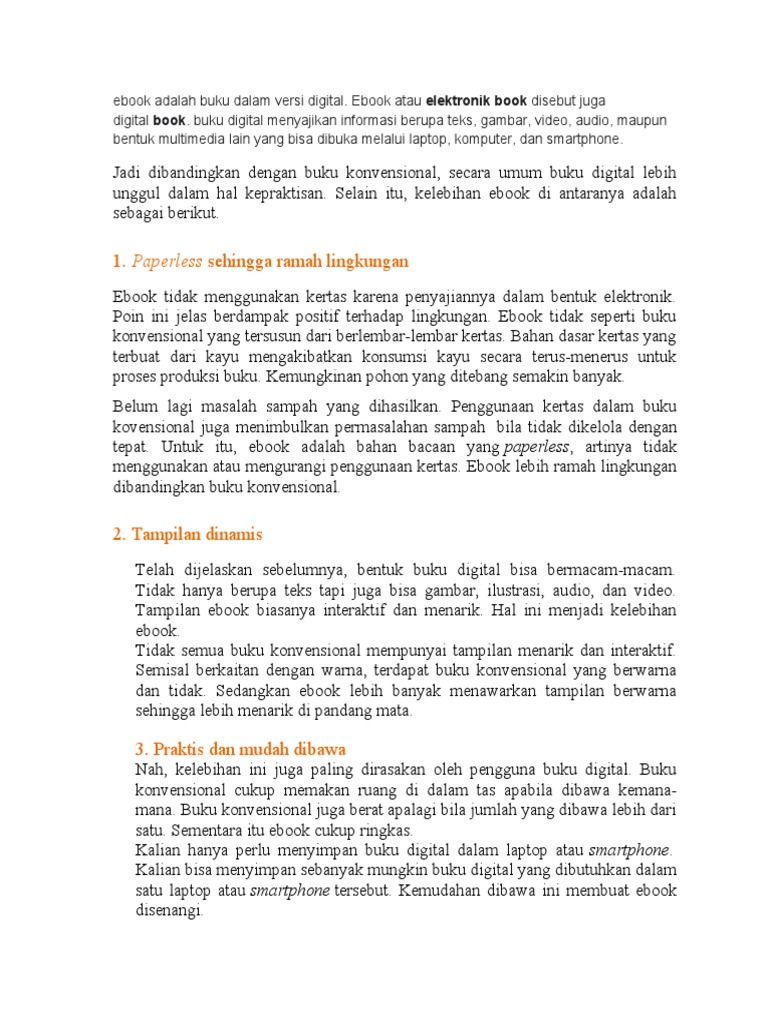 Ebook Adalah Buku Dalam Versi Digital PDF