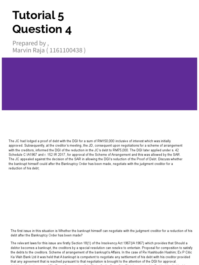 Tutorial 5 Q4 Slides Pdf Bankruptcy Judgment Law