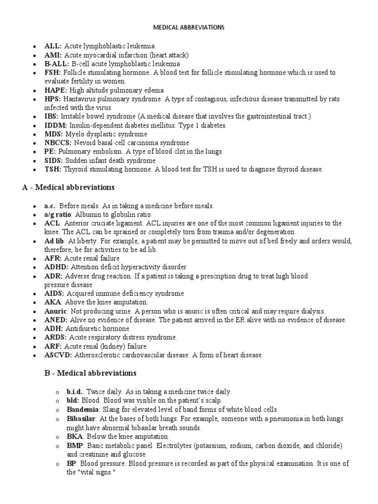 Medical Abbreviations PDF