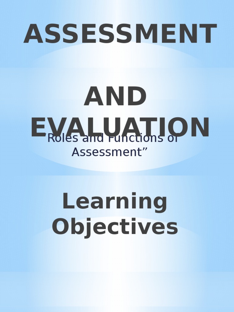 Assessment And Evaluation Pdf