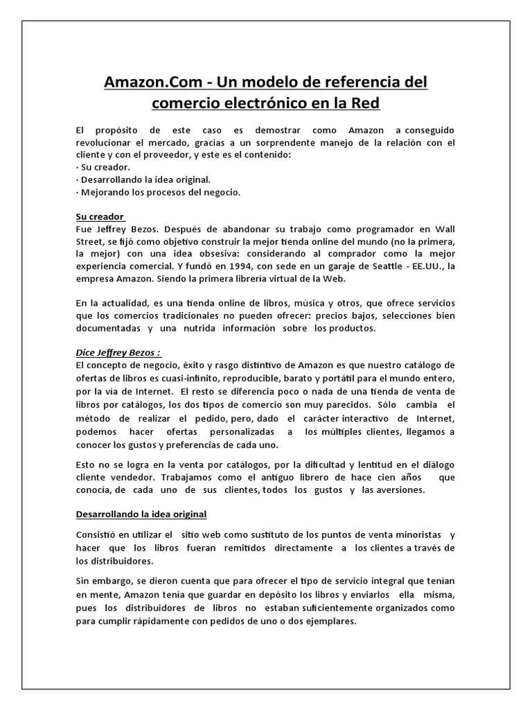 Amazon: Revolución en el comercio electrónico | PDF | Internet | Business