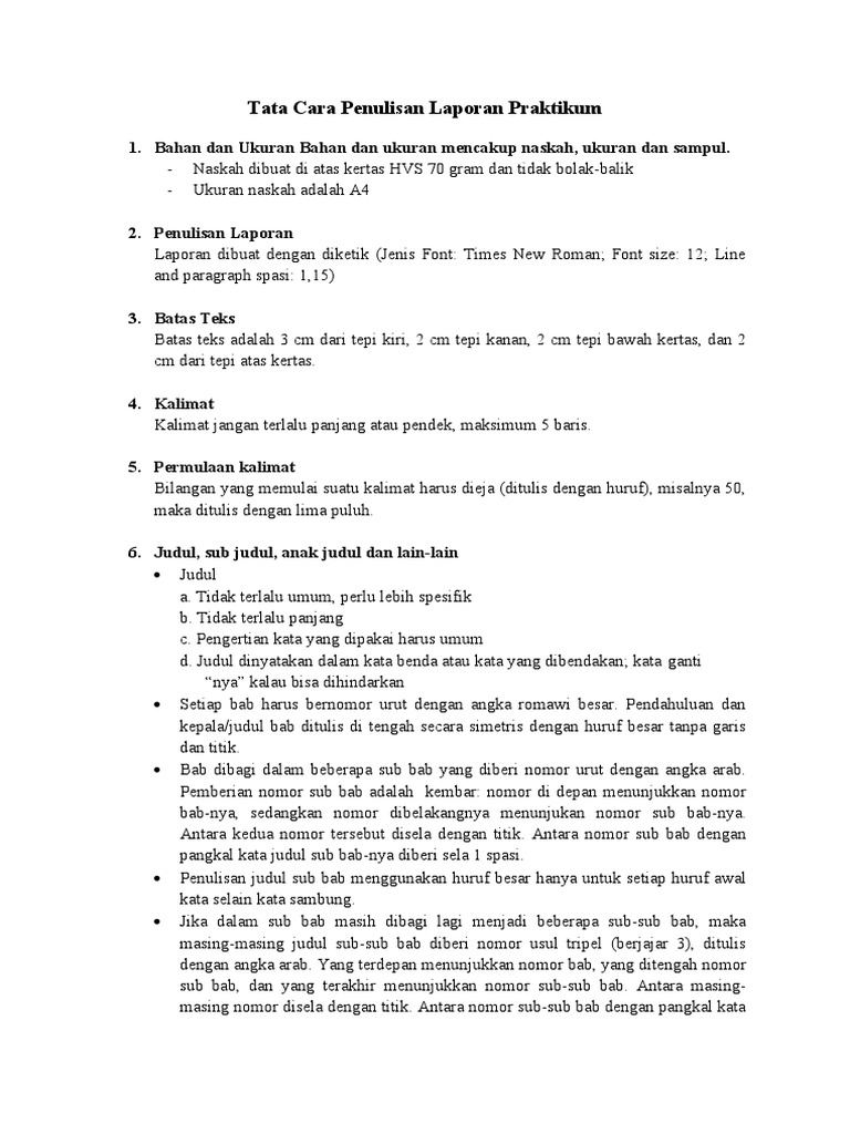Tata Cara Penulisan Laporan Praktikum | PDF