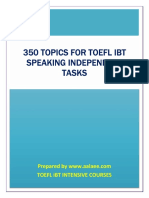 350 Topics For TOEFL Ibt Speaking Independent Tasks TOEFL Ibt Study Resources
